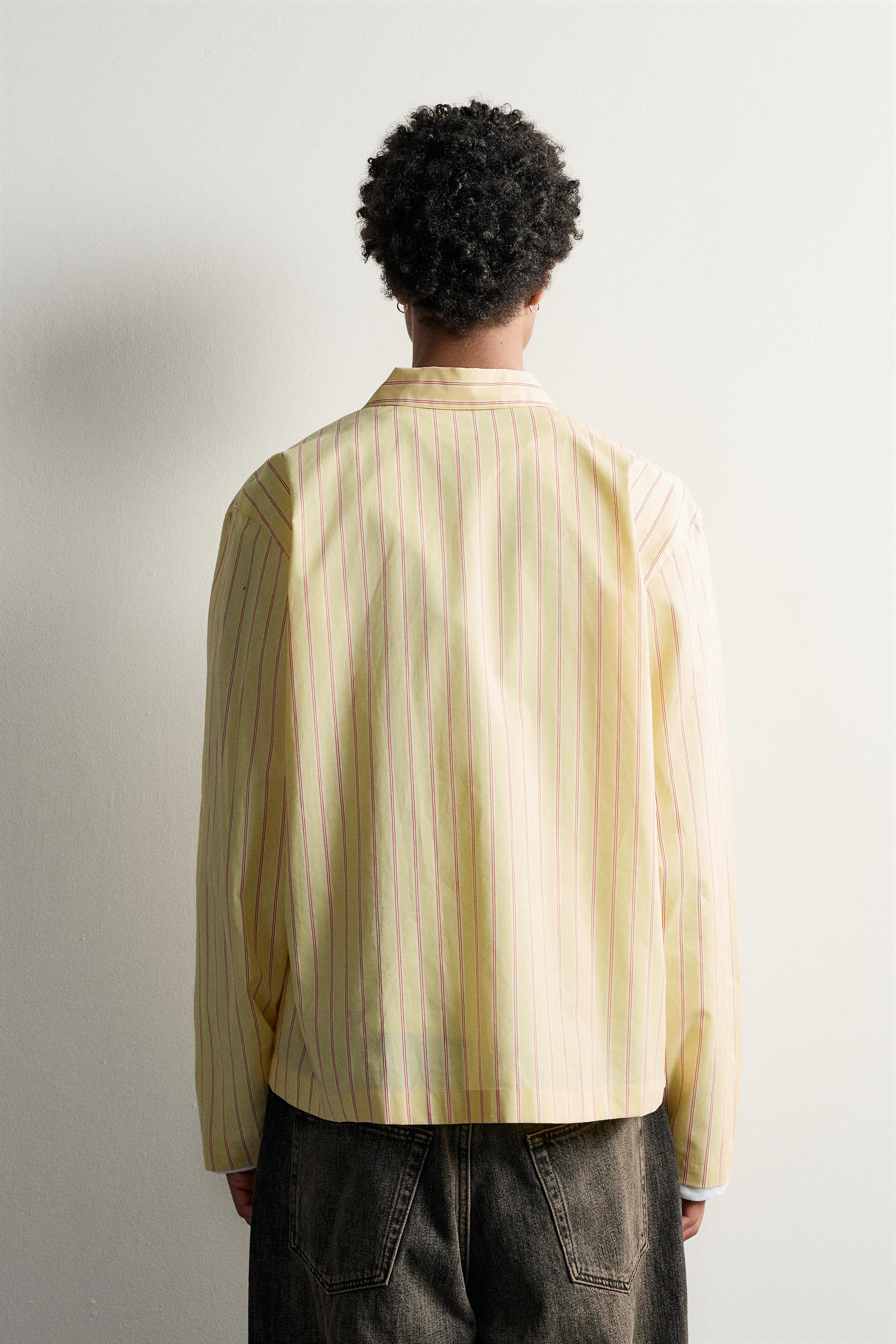 CHEMISE BOXY FIT RAYURES ET INSCRIPTION